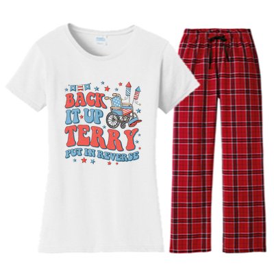 Groovy Back Up Terry Put It In Reverse Firework 4th Of July Women's Flannel Pajama Set