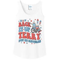 Groovy Back Up Terry Put It In Reverse Firework 4th Of July Ladies Essential Tank