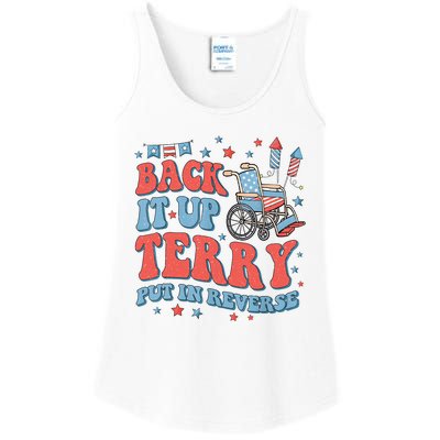 Groovy Back Up Terry Put It In Reverse Firework 4th Of July Ladies Essential Tank