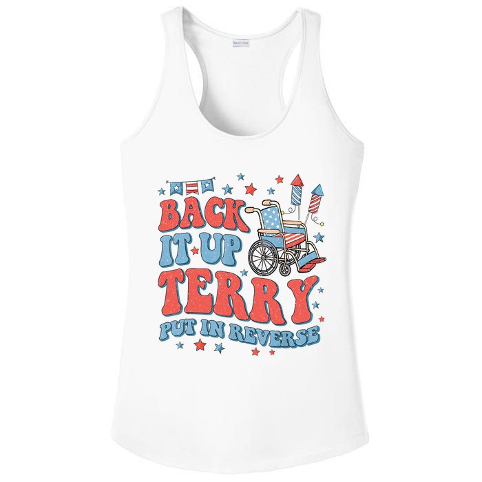 Groovy Back Up Terry Put It In Reverse Firework 4th Of July Ladies PosiCharge Competitor Racerback Tank