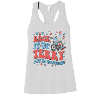 Groovy Back Up Terry Put It In Reverse Firework 4th Of July Women's Racerback Tank