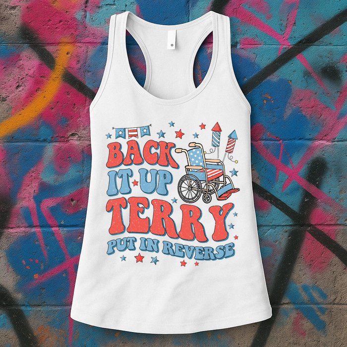 Groovy Back Up Terry Put It In Reverse Firework 4th Of July Womens Tank Top