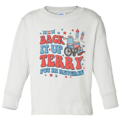 Groovy Back Up Terry Put It In Reverse Firework 4th Of July Toddler Long Sleeve Shirt