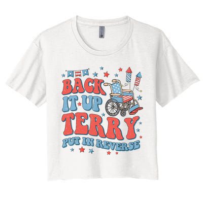 Groovy Back Up Terry Put It In Reverse Firework 4th Of July Crop Top