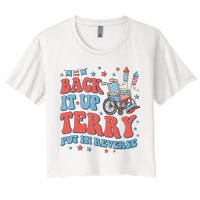 Groovy Back Up Terry Put It In Reverse Firework 4th Of July Crop Top