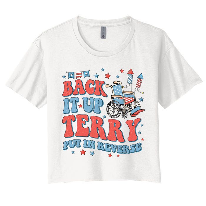 Groovy Back Up Terry Put It In Reverse Firework 4th Of July Crop Top