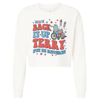 Groovy Back Up Terry Put It In Reverse Firework 4th Of July Cropped Pullover Crew