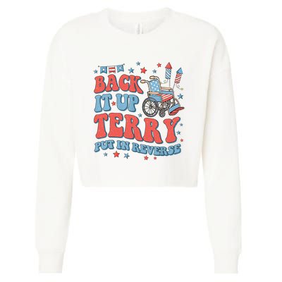 Groovy Back Up Terry Put It In Reverse Firework 4th Of July Cropped Pullover Crew