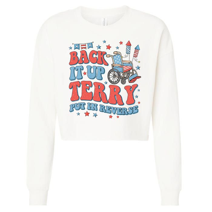 Groovy Back Up Terry Put It In Reverse Firework 4th Of July Cropped Pullover Crew
