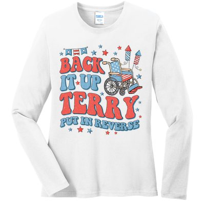 Groovy Back Up Terry Put It In Reverse Firework 4th Of July Ladies Long Sleeve Shirt