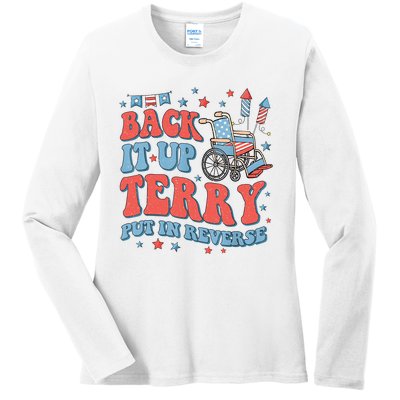 Groovy Back Up Terry Put It In Reverse Firework 4th Of July Ladies Long Sleeve Shirt