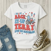 Groovy Back Up Terry Put It In Reverse Firework 4th Of July Womens T-Shirt