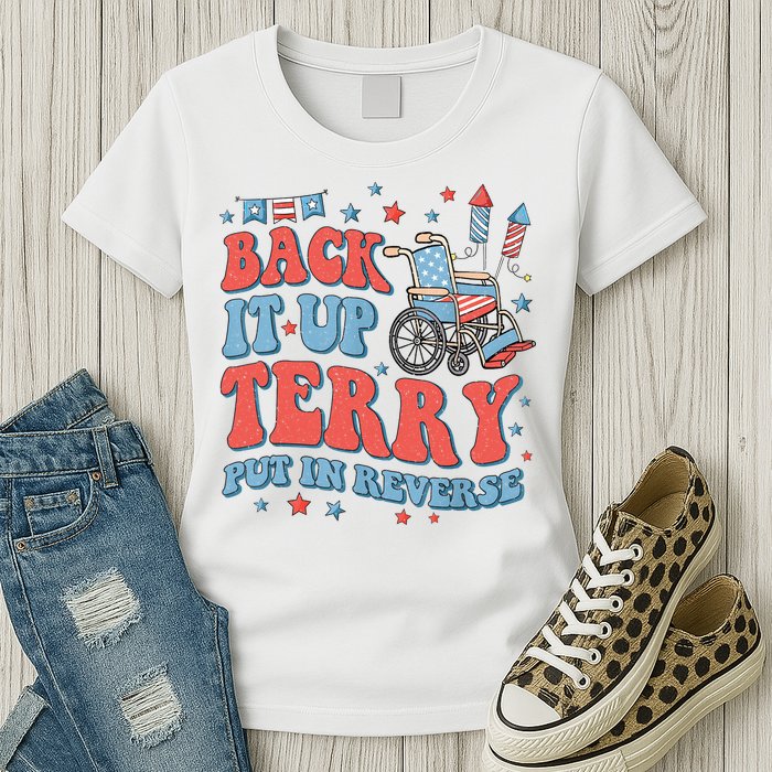 Groovy Back Up Terry Put It In Reverse Firework 4th Of July Womens T-Shirt