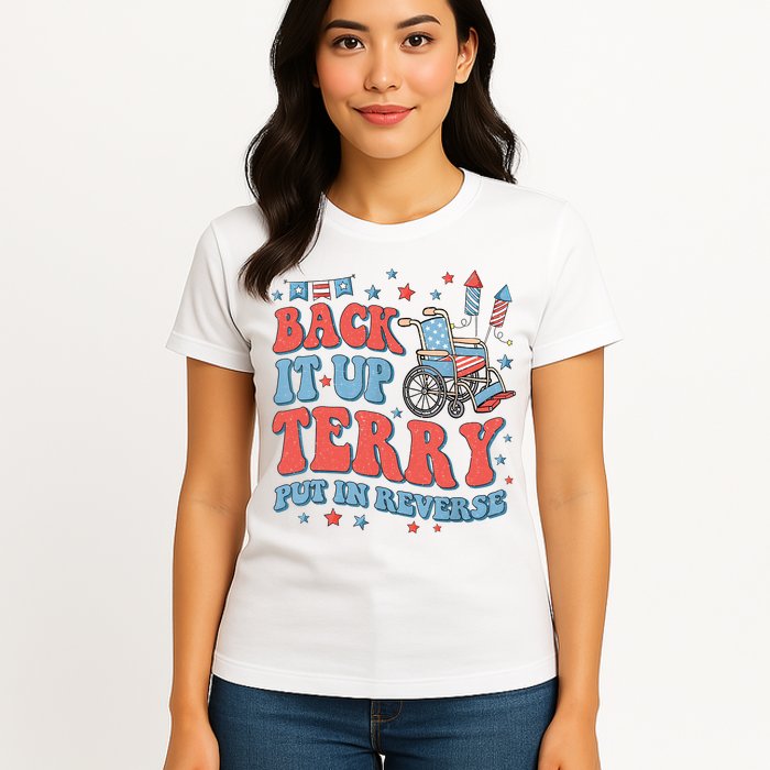 Groovy Back Up Terry Put It In Reverse Firework 4th Of July Womens T-Shirt