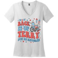 Groovy Back Up Terry Put It In Reverse Firework 4th Of July Women's V-Neck T-Shirt