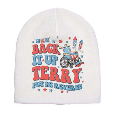 Groovy Back Up Terry Put It In Reverse Firework 4th Of July Short Acrylic Beanie