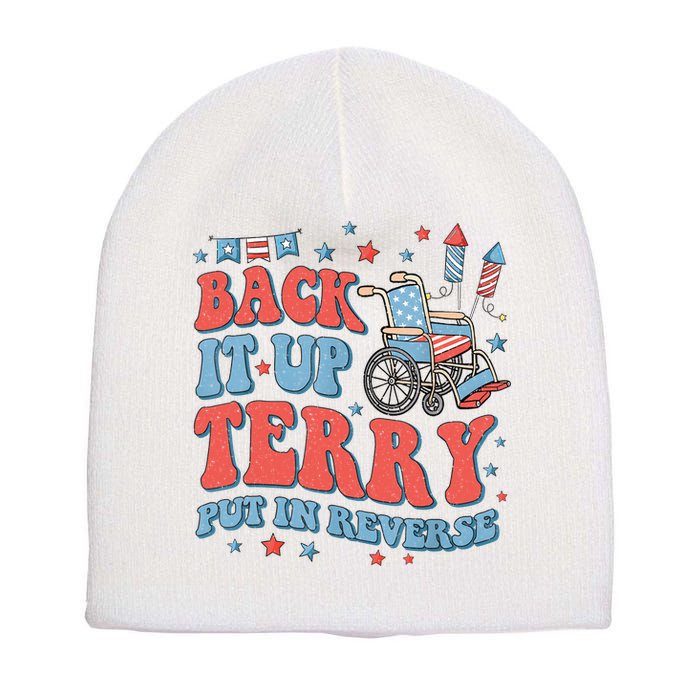 Groovy Back Up Terry Put It In Reverse Firework 4th Of July Short Acrylic Beanie