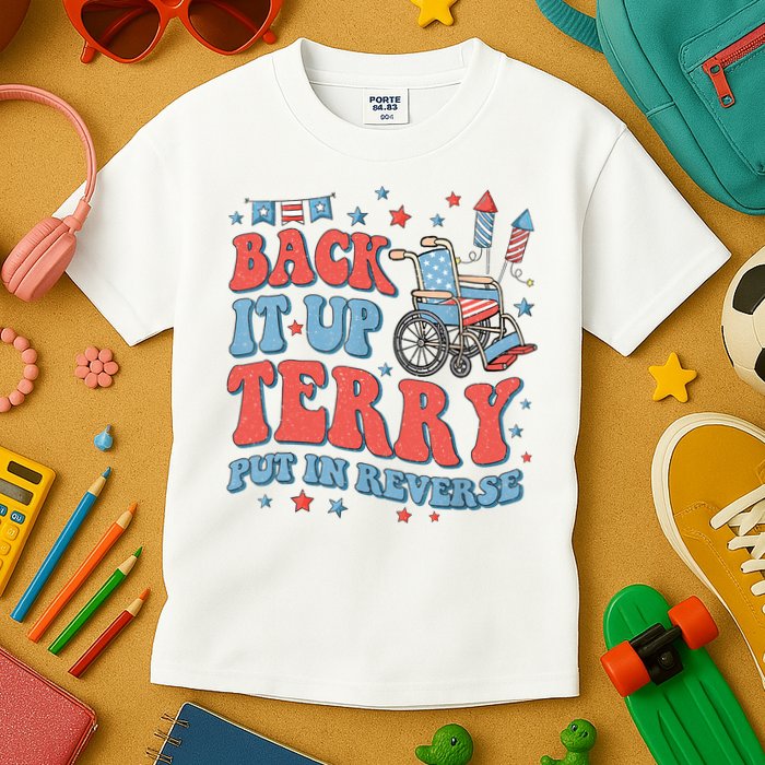 Groovy Back Up Terry Put It In Reverse Firework 4th Of July Kids T-Shirt
