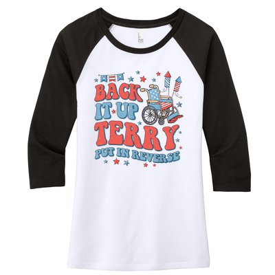 Groovy Back Up Terry Put It In Reverse Firework 4th Of July Women's Tri-Blend 3/4-Sleeve Raglan Shirt