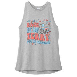 Groovy Back Up Terry Put It In Reverse Firework 4th Of July Ladies PosiCharge Tri-Blend Wicking Tank