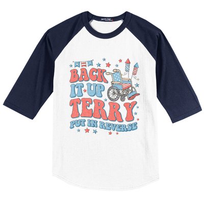 Groovy Back Up Terry Put It In Reverse Firework 4th Of July Baseball Sleeve Shirt