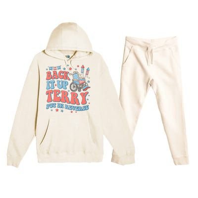 Groovy Back Up Terry Put It In Reverse Firework 4th Of July Premium Hooded Sweatsuit Set