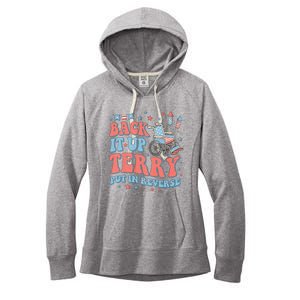 Groovy Back Up Terry Put It In Reverse Firework 4th Of July Women's Fleece Hoodie