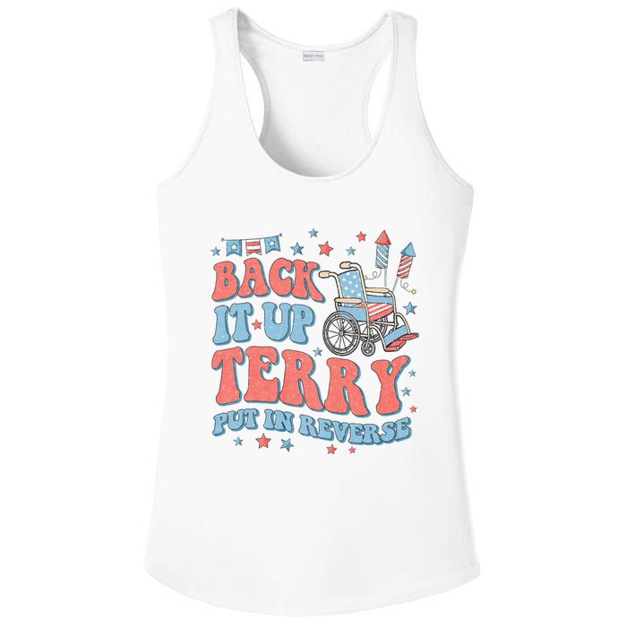 Groovy Back Up Terry Put It In Reverse Firework 4th Of July Ladies PosiCharge Competitor Racerback Tank