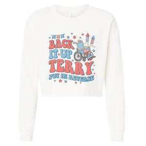 Groovy Back Up Terry Put It In Reverse Firework 4th Of July Cropped Pullover Crew