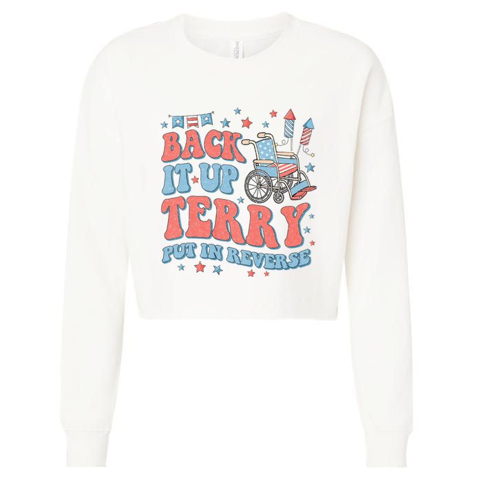 Groovy Back Up Terry Put It In Reverse Firework 4th Of July Cropped Pullover Crew