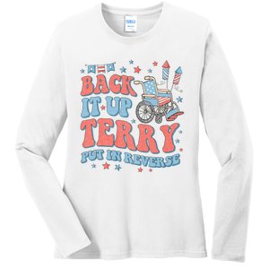 Groovy Back Up Terry Put It In Reverse Firework 4th Of July Ladies Long Sleeve Shirt