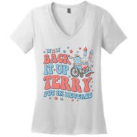 Groovy Back Up Terry Put It In Reverse Firework 4th Of July Women's V-Neck T-Shirt