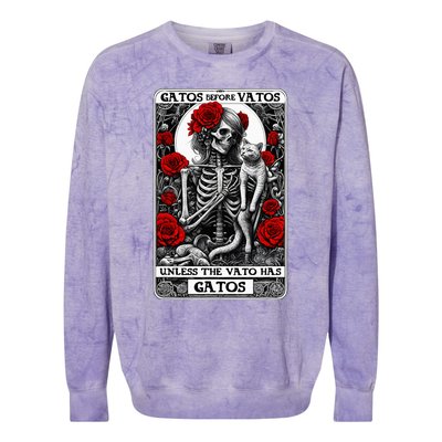 Gatos Before Vatos Unless The Vato Has Gatos Colorblast Crewneck Sweatshirt