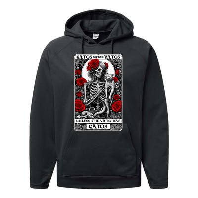 Gatos Before Vatos Unless The Vato Has Gatos Performance Fleece Hoodie