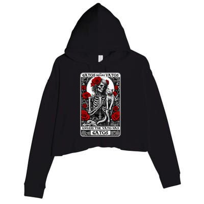 Gatos Before Vatos Unless The Vato Has Gatos Crop Fleece Hoodie