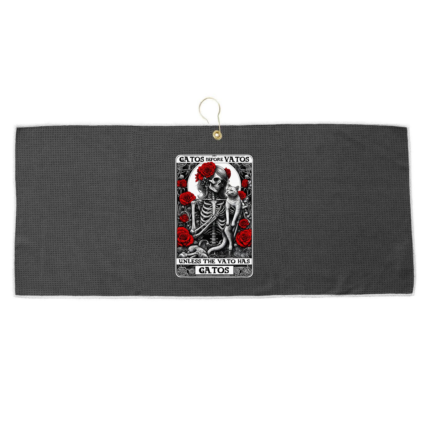 Gatos Before Vatos Unless The Vato Has Gatos Large Microfiber Waffle Golf Towel