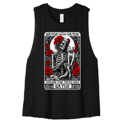 Gatos Before Vatos Unless The Vato Has Gatos Women's Racerback Cropped Tank