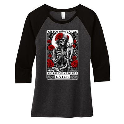 Gatos Before Vatos Unless The Vato Has Gatos Women's Tri-Blend 3/4-Sleeve Raglan Shirt