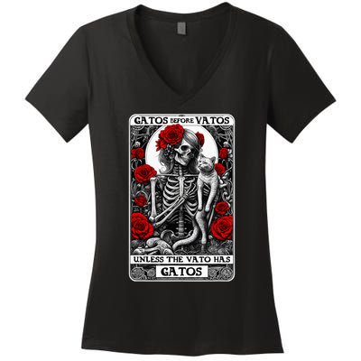 Gatos Before Vatos Unless The Vato Has Gatos Women's V-Neck T-Shirt