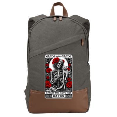 Gatos Before Vatos Unless The Vato Has Gatos Cotton Canvas Backpack