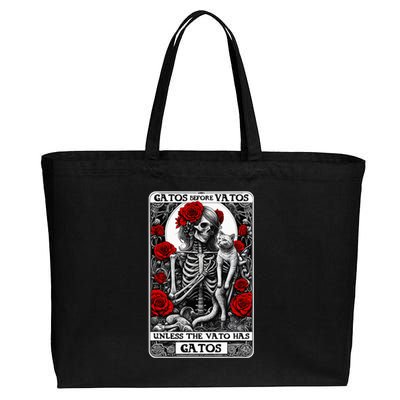 Gatos Before Vatos Unless The Vato Has Gatos Cotton Canvas Jumbo Tote