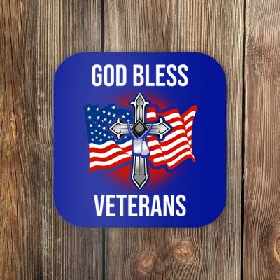 God Bless Veterans American Flag Military Veteran America Cute Gift Coaster