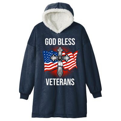 God Bless Veterans American Flag Military Veteran America Cute Gift Hooded Wearable Blanket