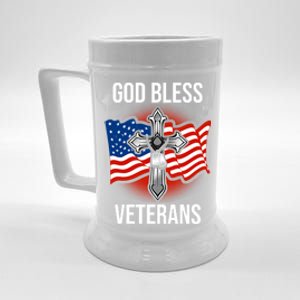 God Bless Veterans American Flag Military Veteran America Cute Gift Beer Stein