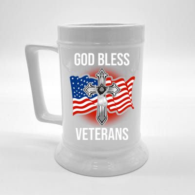 God Bless Veterans American Flag Military Veteran America Cute Gift Beer Stein