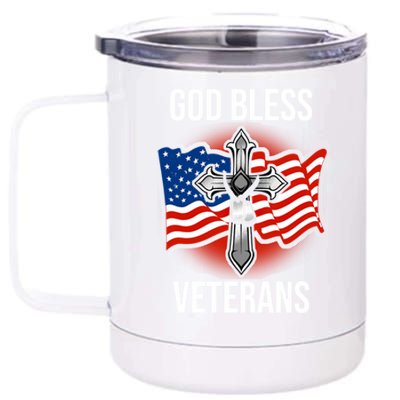 God Bless Veterans American Flag Military Veteran America Cute Gift 12 oz Stainless Steel Tumbler Cup