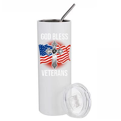 God Bless Veterans American Flag Military Veteran America Cute Gift Stainless Steel Tumbler