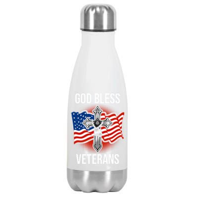 God Bless Veterans American Flag Military Veteran America Cute Gift Stainless Steel Insulated Water Bottle