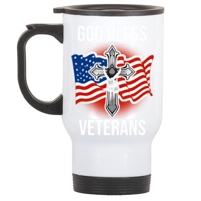 God Bless Veterans American Flag Military Veteran America Cute Gift Stainless Steel Travel Mug