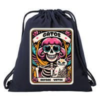 Gatos Before Vatos Skeleton Cat Kitten Lover Grumpy Skull Drawstring Bag